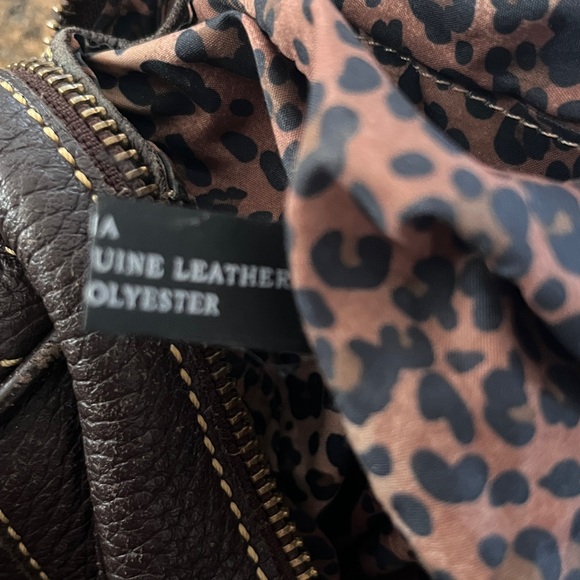 MAXX NY Leather Shoulder Bag. Deep Expresso Brown, Gold Accents, Dust Bag - Picture 10 of 16